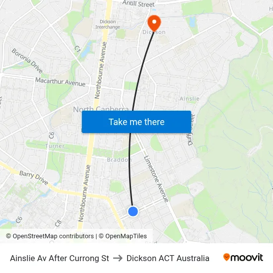 Ainslie Av After Currong St to Dickson ACT Australia map
