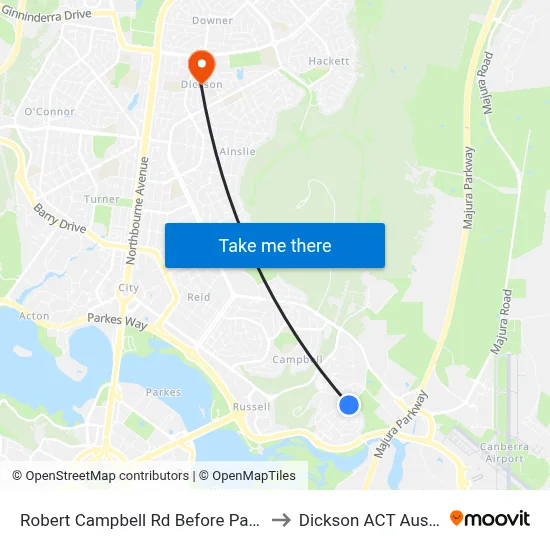 Robert Campbell Rd Before Parnell Rd to Dickson ACT Australia map