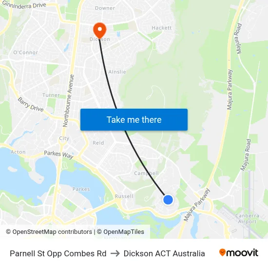Parnell St Opp Combes Rd to Dickson ACT Australia map