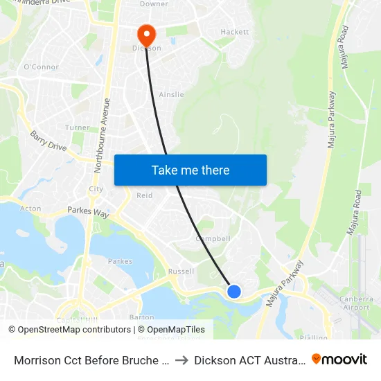 Morrison Cct Before Bruche Rd to Dickson ACT Australia map