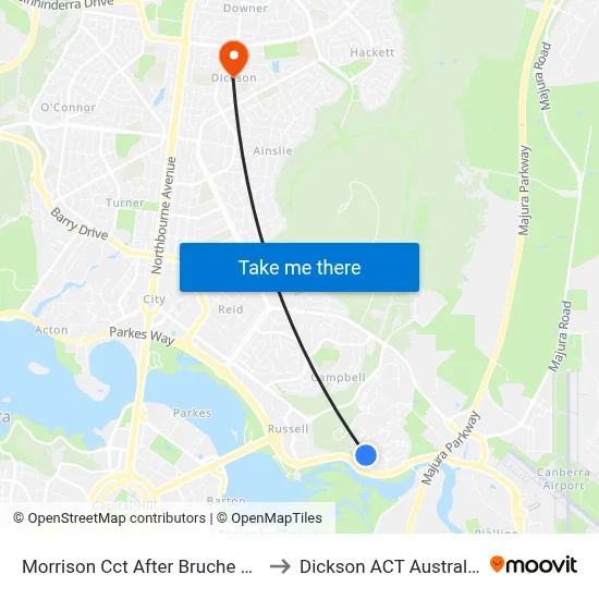 Morrison Cct After Bruche Rd to Dickson ACT Australia map