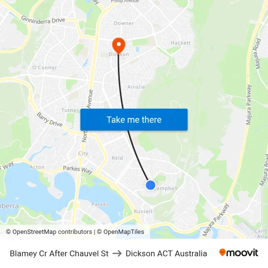 Blamey Cr After Chauvel St to Dickson ACT Australia map
