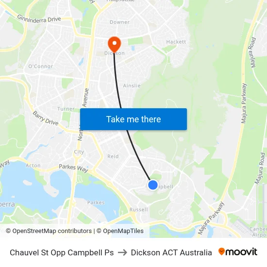 Chauvel St Opp Campbell Ps to Dickson ACT Australia map