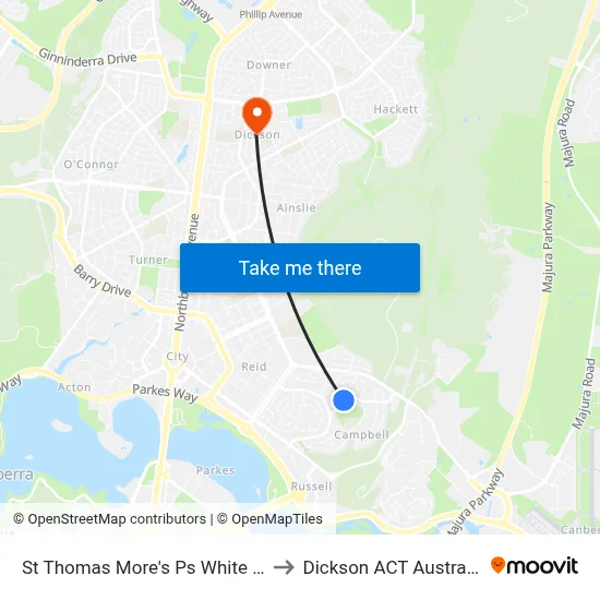 St Thomas More's Ps White St to Dickson ACT Australia map