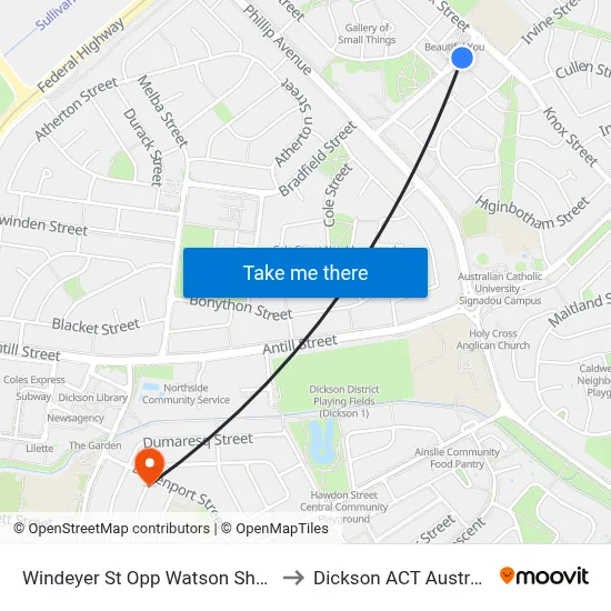 Windeyer St Opp Watson Shops to Dickson ACT Australia map