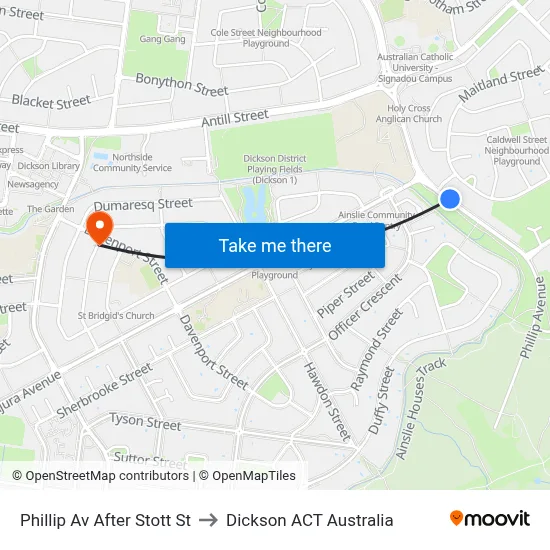 Phillip Av After Stott St to Dickson ACT Australia map