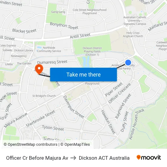 Officer Cr Before Majura Av to Dickson ACT Australia map