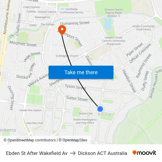 Ebden St After Wakefield Av to Dickson ACT Australia map