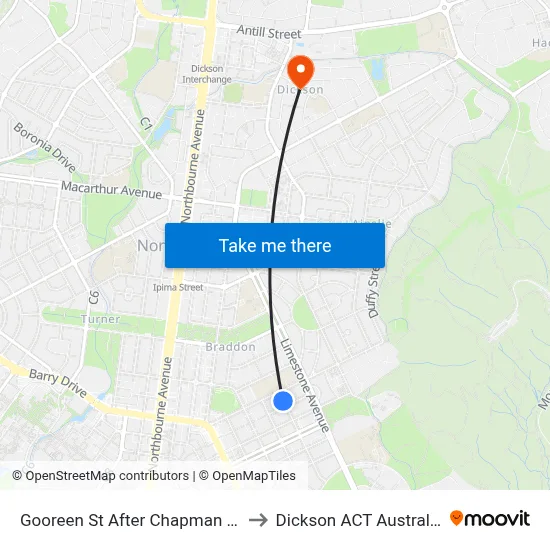 Gooreen St After Chapman St to Dickson ACT Australia map