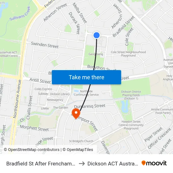 Bradfield St After Frencham St to Dickson ACT Australia map