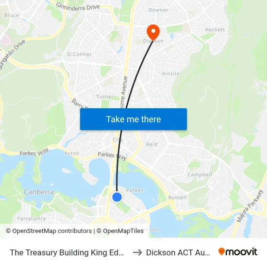 The Treasury Building King Edward Tce to Dickson ACT Australia map
