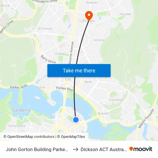 John Gorton Building Parkes Pl to Dickson ACT Australia map