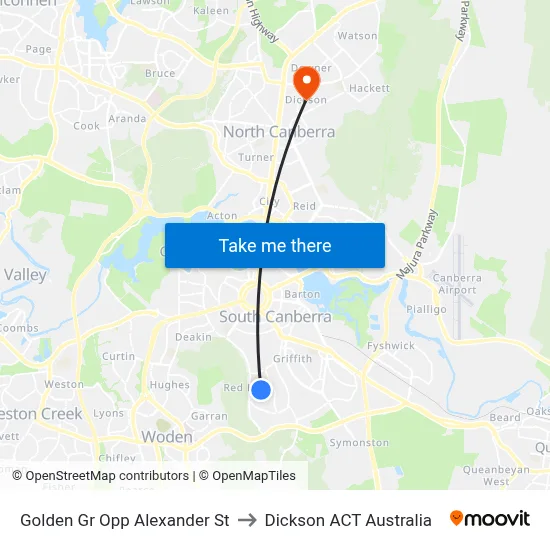 Golden Gr Opp Alexander St to Dickson ACT Australia map