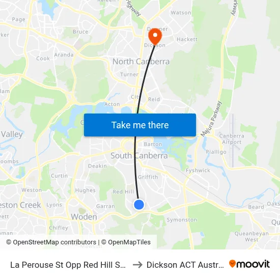 La Perouse St Opp Red Hill Shops to Dickson ACT Australia map