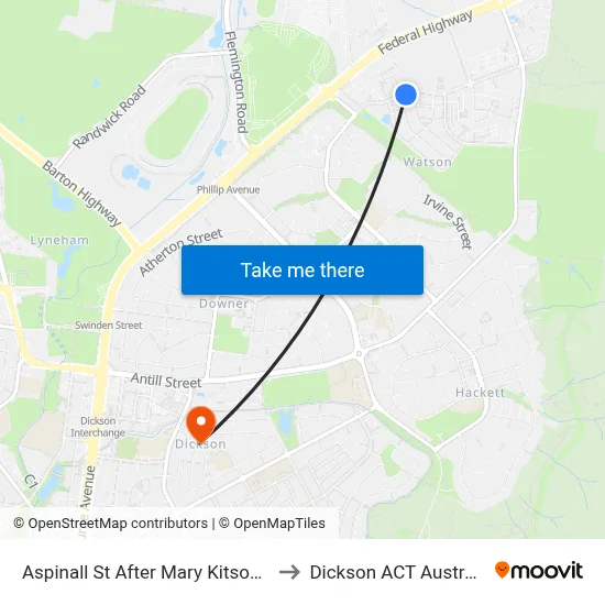 Aspinall St After Mary Kitson St to Dickson ACT Australia map