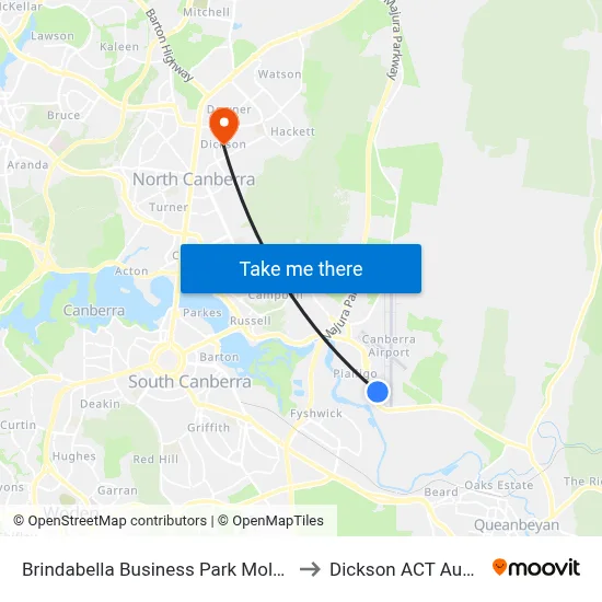 Brindabella Business Park Molonglo Dr to Dickson ACT Australia map