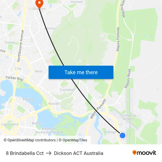8 Brindabella Cct to Dickson ACT Australia map