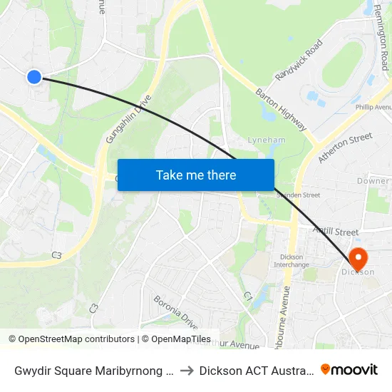 Gwydir Square Maribyrnong Av to Dickson ACT Australia map