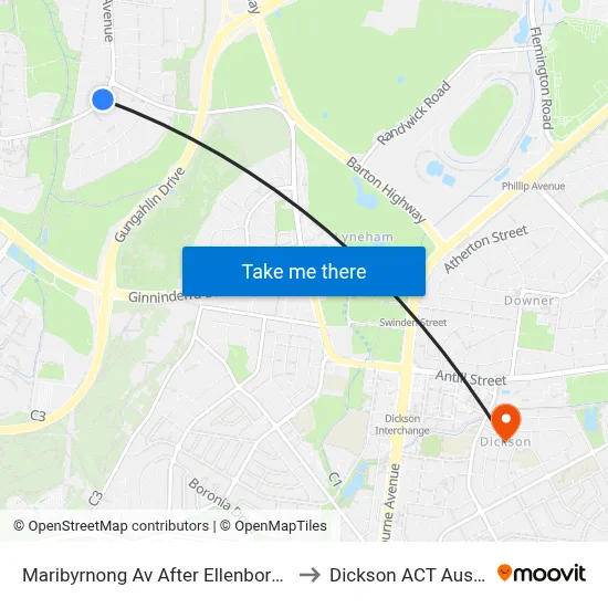 Maribyrnong Av After Ellenborough St to Dickson ACT Australia map
