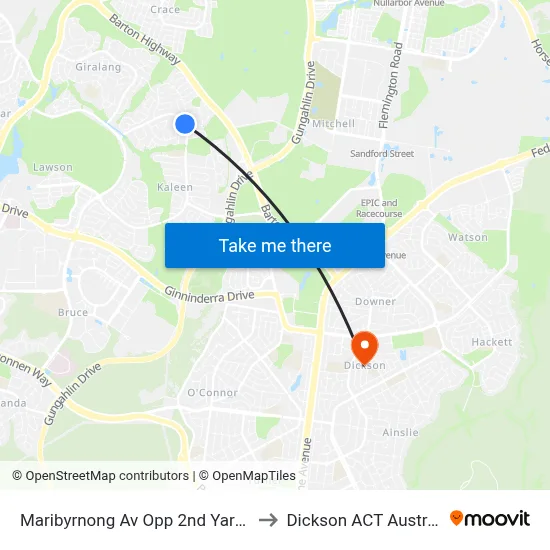 Maribyrnong Av Opp 2nd Yarra St to Dickson ACT Australia map