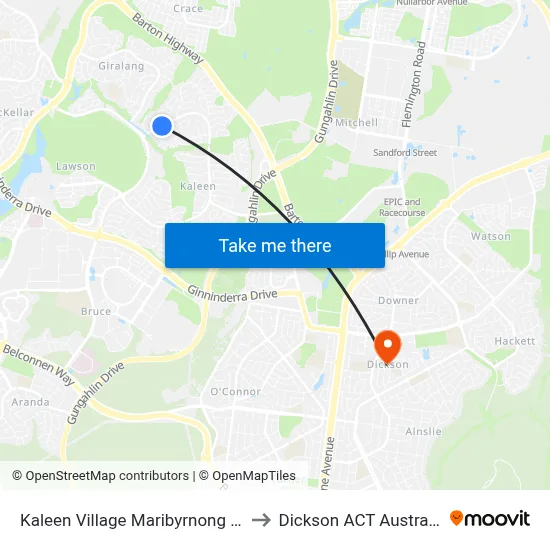 Kaleen Village Maribyrnong Av to Dickson ACT Australia map