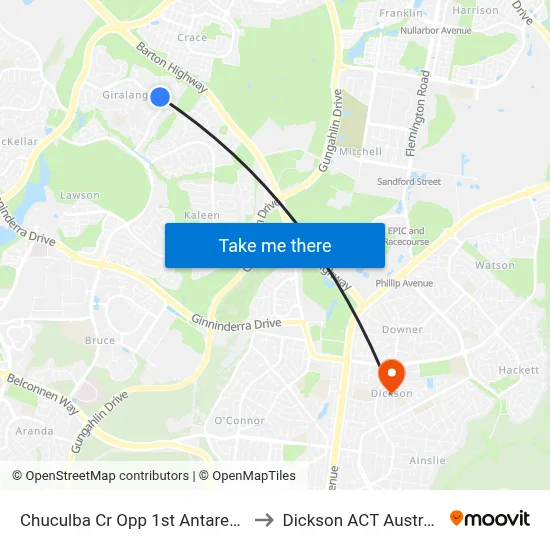 Chuculba Cr Opp 1st Antares Cr to Dickson ACT Australia map