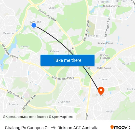 Giralang Ps Canopus Cr to Dickson ACT Australia map