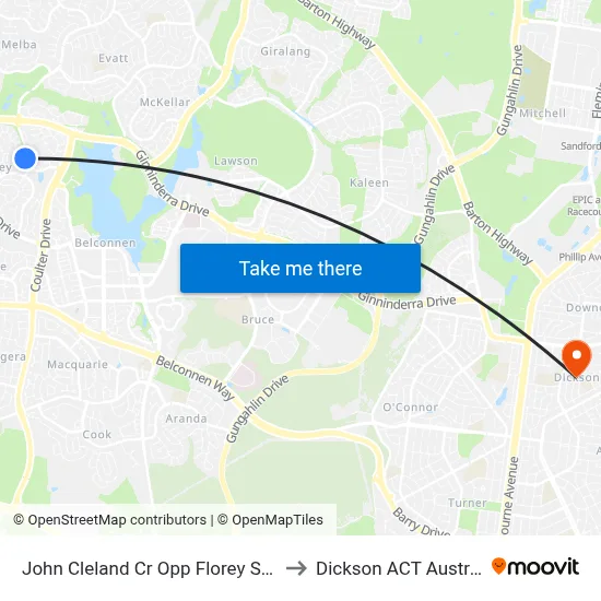 John Cleland Cr Opp Florey Shops to Dickson ACT Australia map