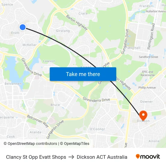 Clancy St Opp Evatt Shops to Dickson ACT Australia map