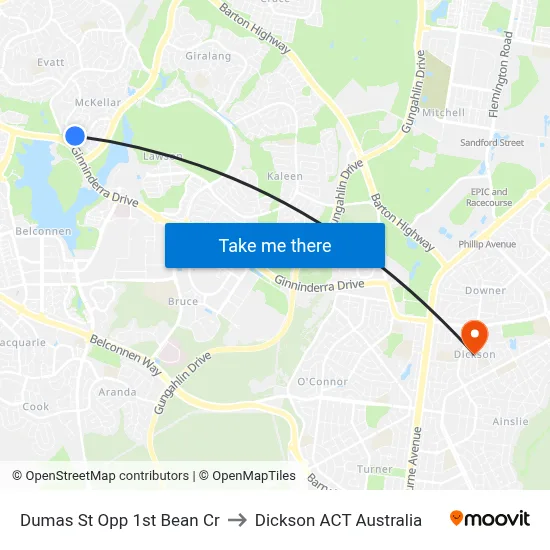 Dumas St Opp 1st Bean Cr to Dickson ACT Australia map