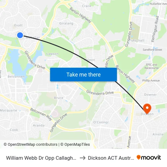 William Webb Dr Opp Callaghan St to Dickson ACT Australia map