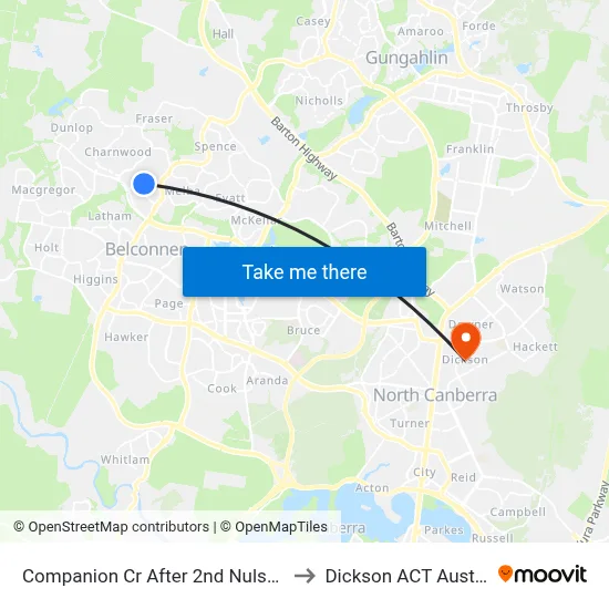 Companion Cr After 2nd Nulsen Cct to Dickson ACT Australia map