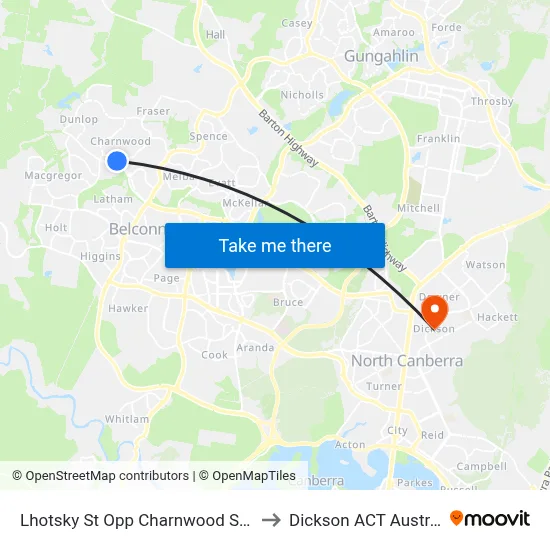 Lhotsky St Opp Charnwood Shops to Dickson ACT Australia map