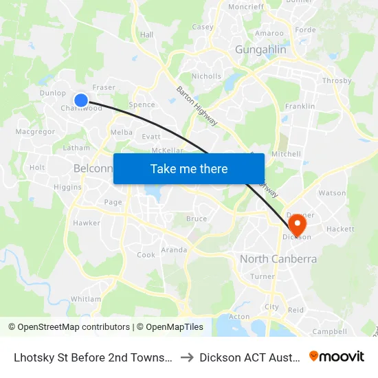 Lhotsky St Before 2nd Townson Cr to Dickson ACT Australia map