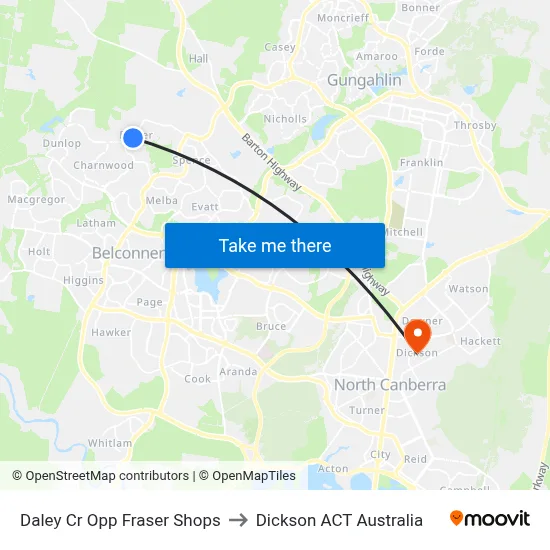Daley Cr Opp Fraser Shops to Dickson ACT Australia map