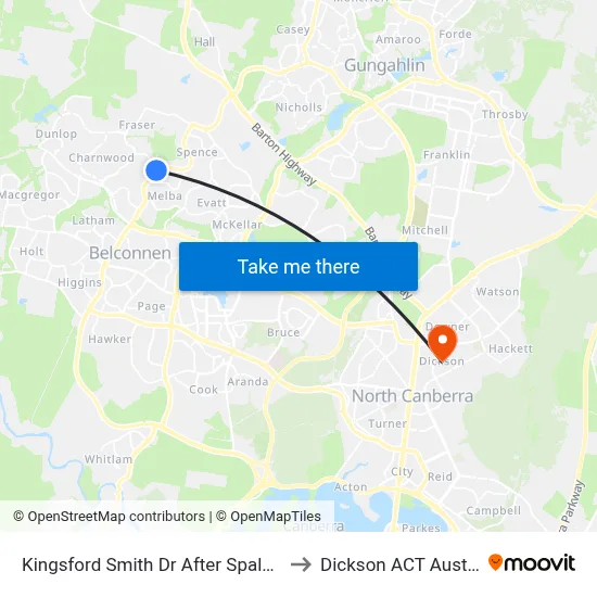 Kingsford Smith Dr After Spalding St to Dickson ACT Australia map