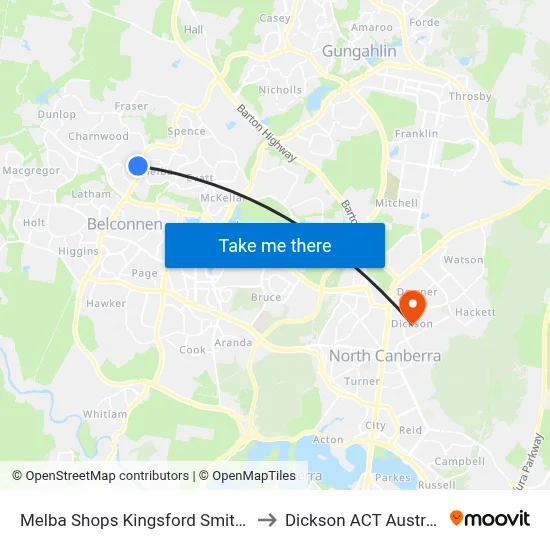 Melba Shops Kingsford Smith Dr to Dickson ACT Australia map