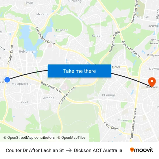 Coulter Dr After Lachlan St to Dickson ACT Australia map