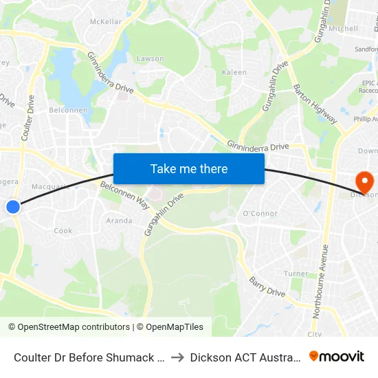 Coulter Dr Before Shumack St to Dickson ACT Australia map