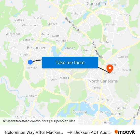 Belconnen Way After Mackinolty St to Dickson ACT Australia map