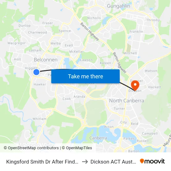 Kingsford Smith Dr After Findlay St to Dickson ACT Australia map