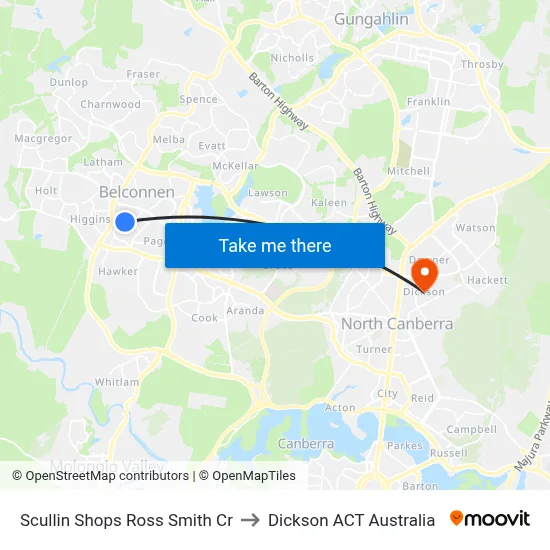 Scullin Shops Ross Smith Cr to Dickson ACT Australia map