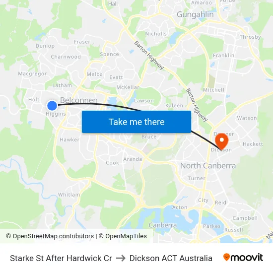 Starke St After Hardwick Cr to Dickson ACT Australia map