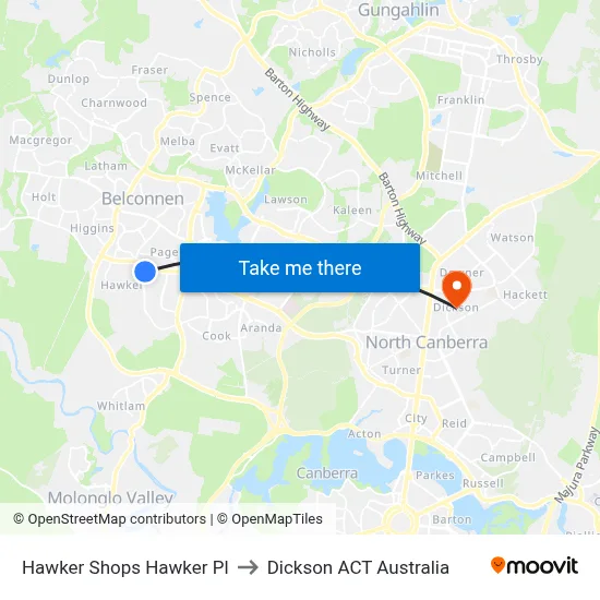 Hawker Shops Hawker Pl to Dickson ACT Australia map