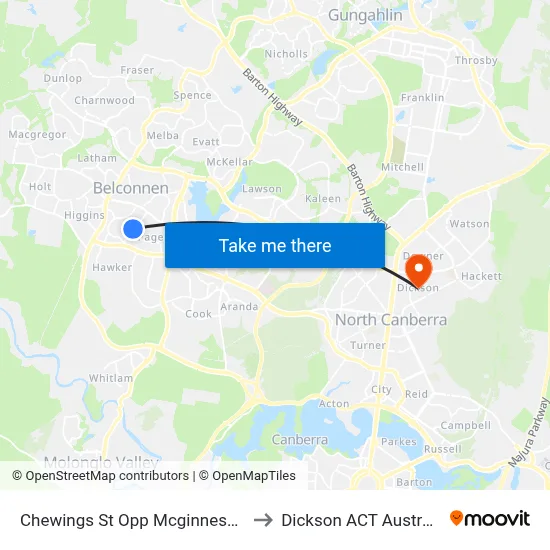 Chewings St Opp Mcginness St to Dickson ACT Australia map