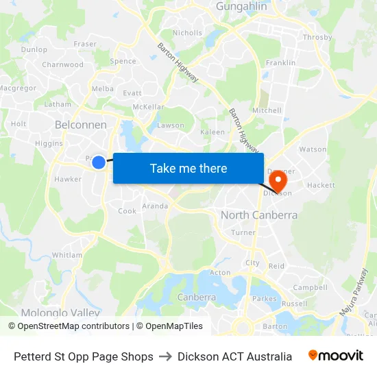 Petterd St Opp Page Shops to Dickson ACT Australia map