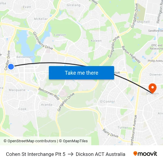 Cohen St Interchange Plt 5 to Dickson ACT Australia map