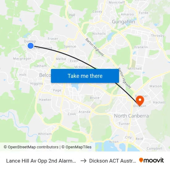 Lance Hill Av Opp 2nd Alarmon Cr to Dickson ACT Australia map