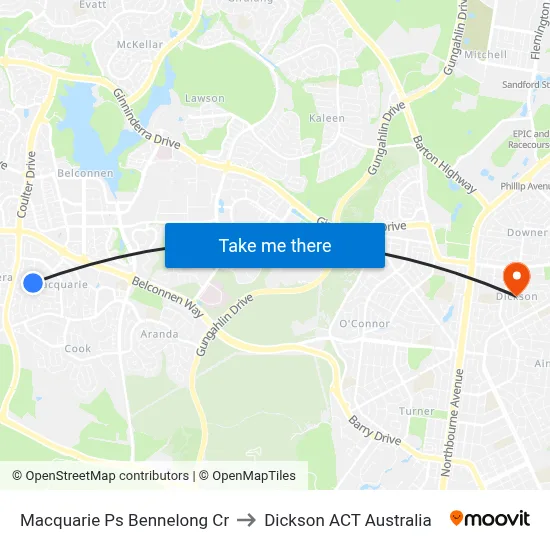 Macquarie Ps Bennelong Cr to Dickson ACT Australia map