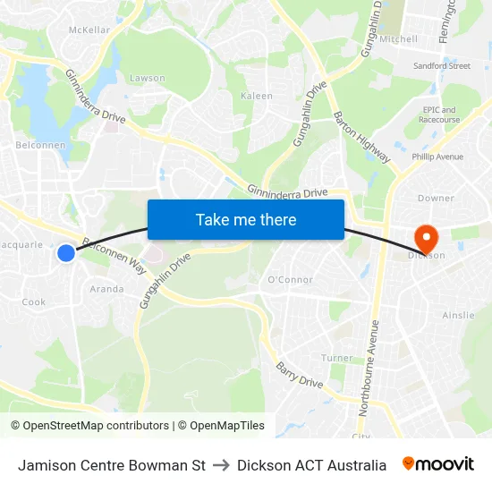 Jamison Centre Bowman St to Dickson ACT Australia map